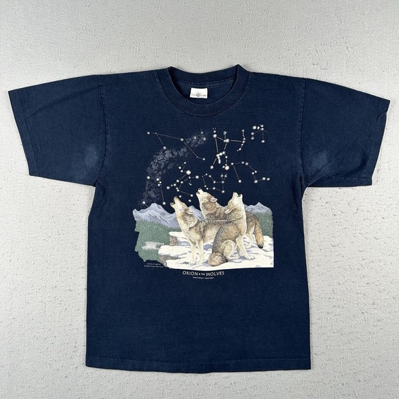 Other - Vtg 90s Orion And The Wolves T Shirt Men's Medium Blue Wolf‎ Nature Stars